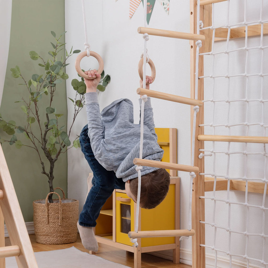 Avenlur Grove 8-in-1 kids indoor jungle gym with swing, rope ladder and climbing rope
