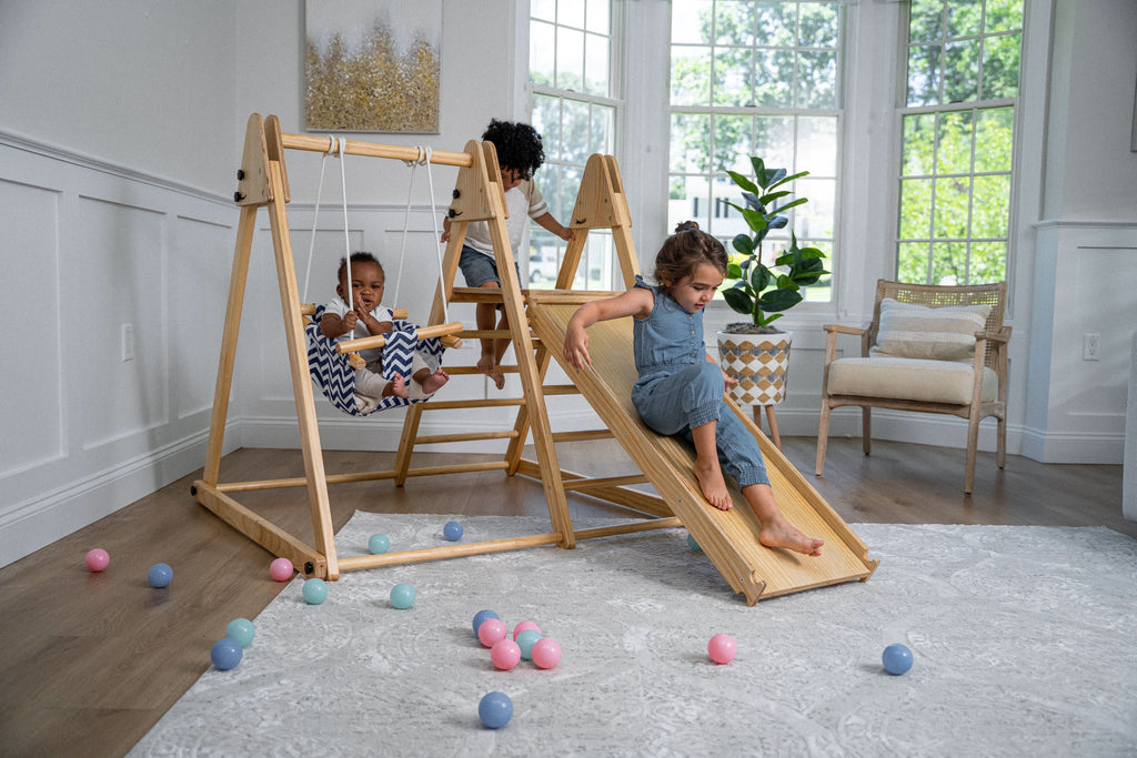 Avenlur Juniper foldable toddler climber with swing for indoor and outdoor play