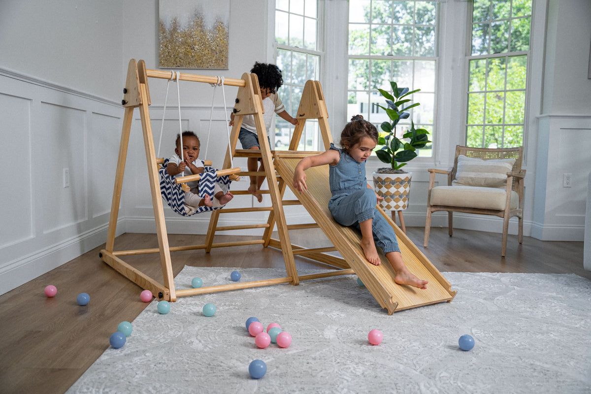 Avenlur Juniper foldable toddler climber with swing for indoor and outdoor play