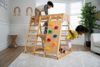 Avenlur Magnolia 7-in-1 wooden climbing gym with slide, swing and climbing net