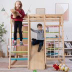 Avenlur Magnolia wooden indoor jungle gym for home with slide and rope ladder