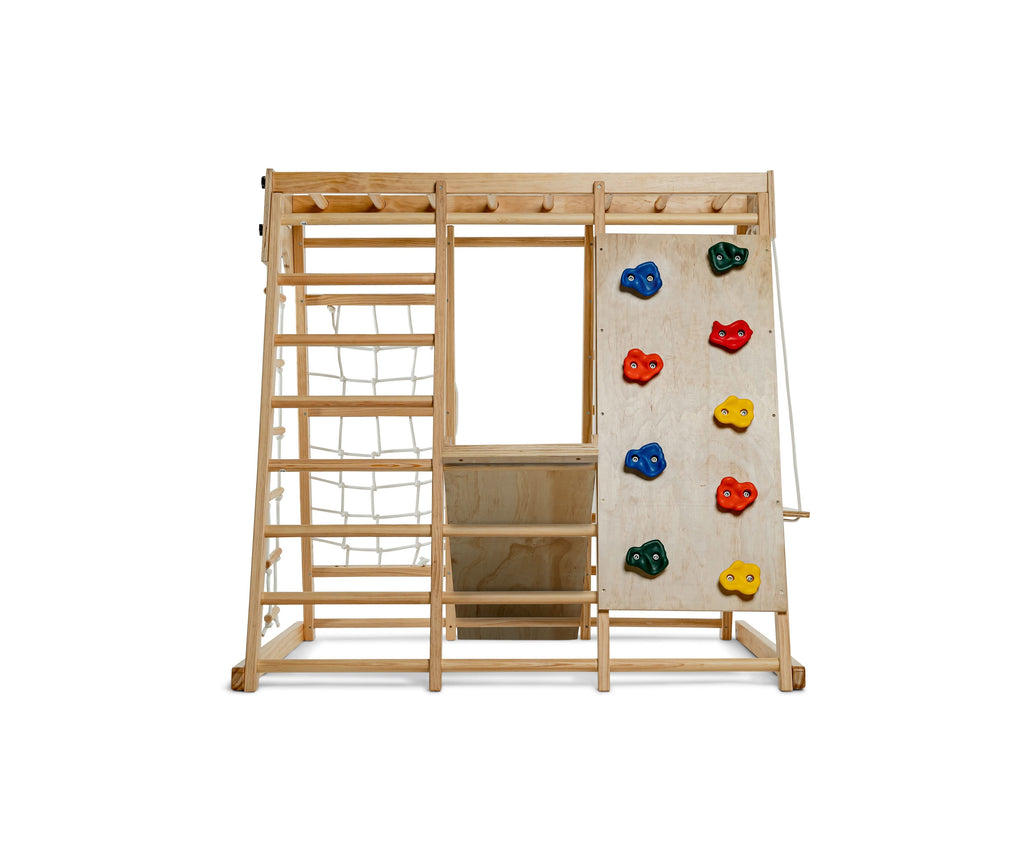 Avenlur Magnolia Large indoor jungle gym with monkey bars, climbing wall and rope ladder for kids