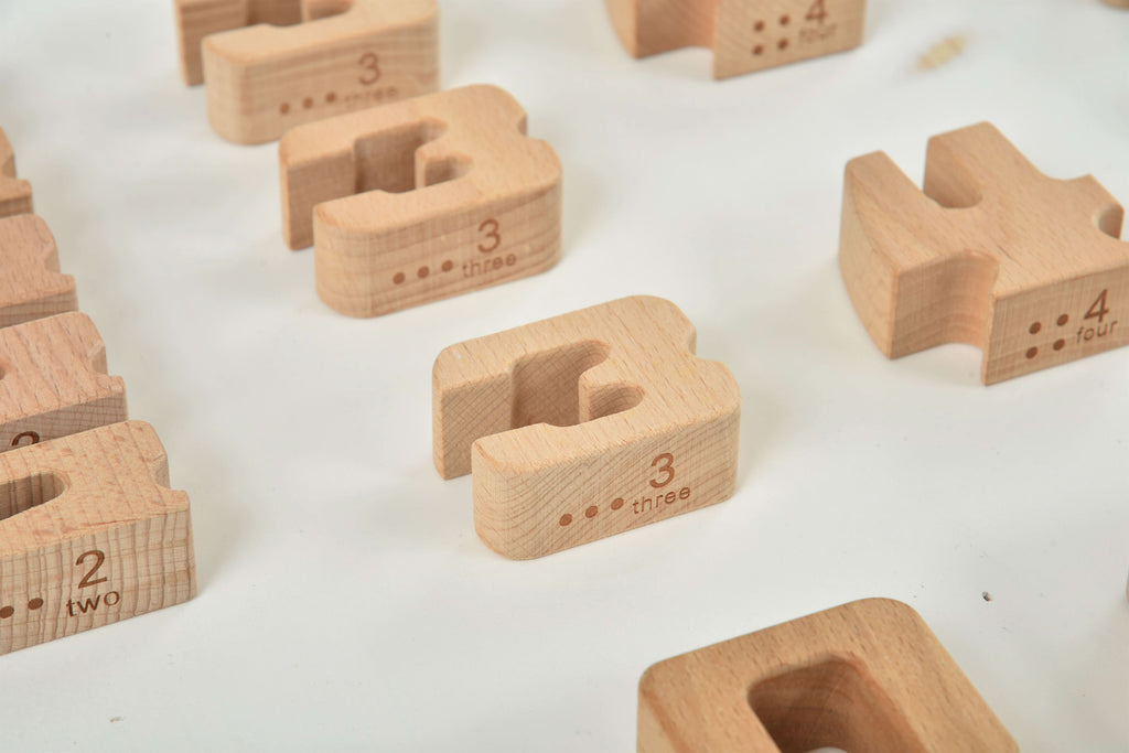 Close up of the Avenlur Montessori math blocks