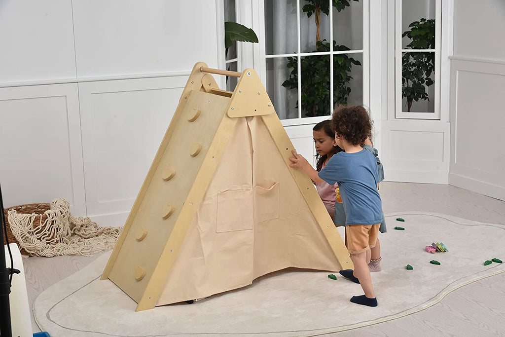 Avenlur Oak play tent used as a cozy reading nook