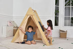 Toddler climbing the Avenlur Oak wooden climbing tent