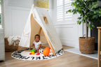 Toddler peeking out of the Avenlur tent cover